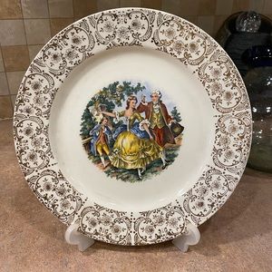 Vintage Homer Laughlin victorian couple gold trim plate USA